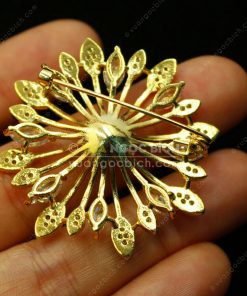 Trâm Cài Áo Đồng Xi Vàng Mix Ngọc Bích (VNB-TCA001) 16 Trâm Cài Áo Đồng Xi Vàng Mix Ngọc Bích (VNB-TCA001)