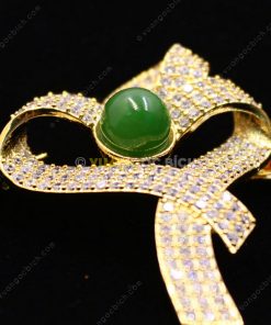 Trâm Cài Áo Đồng Xi Vàng Mix Ngọc Bích (VNB-TCA002) 14 Trâm Cài Áo Đồng Xi Vàng Mix Ngọc Bích (VNB-TCA002)