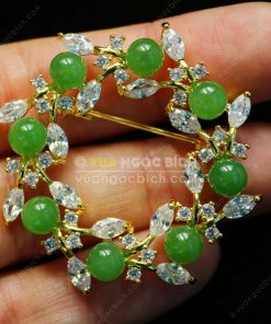 Trâm Cài Áo Đồng Xi Vàng Mix Ngọc Bích (VNB-TCA003) 18 Trâm Cài Áo Đồng Xi Vàng Mix Ngọc Bích (VNB-TCA003)