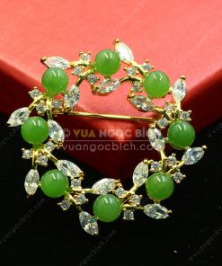 Trâm Cài Áo Đồng Xi Vàng Mix Ngọc Bích (VNB-TCA003) 15 Trâm Cài Áo Đồng Xi Vàng Mix Ngọc Bích (VNB-TCA003)
