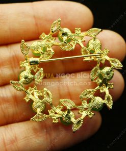 Trâm Cài Áo Đồng Xi Vàng Mix Ngọc Bích (VNB-TCA003)
