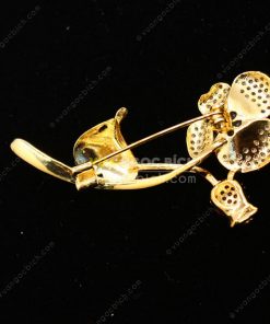 Trâm Cài Áo Đồng Xi Vàng Mix Ngọc Bích (VNB-TCA004) 15 Trâm Cài Áo Đồng Xi Vàng Mix Ngọc Bích (VNB-TCA004)