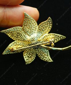 Trâm Cài Áo Đồng Xi Vàng Mix Ngọc Bích (VNB-TCA005) 14 Trâm Cài Áo Đồng Xi Vàng Mix Ngọc Bích (VNB-TCA005)