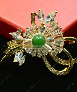 Trâm Cài Áo Đồng Xi Vàng Mix Ngọc Bích (VNB-TCA006)