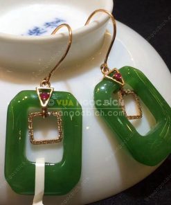 Bông Tai Ngọc Bích Nephrite Jade (VNB-BT207)