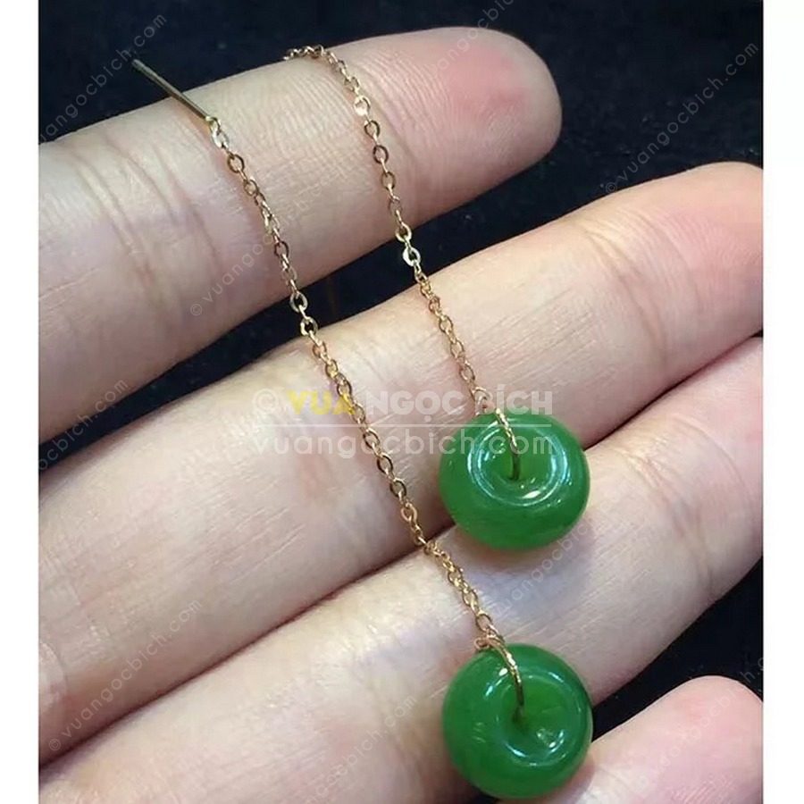 Chọn trang sức ngọc bích cho người mệnh Kim cần lưu ý gì? 21 Bông Tai Ngọc Bích Nephrite Jade (VNB-BT209)