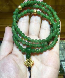 Chuỗi Tràng 108 Hạt Ngọc Bích Nephrite Jade 6mm VIP (VNB-CC094)