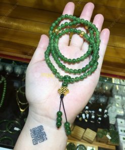 Chuỗi Tràng 108 Hạt Ngọc Bích Nephrite Jade 6mm VIP (VNB-CC094)