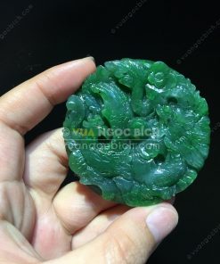 Mặt Dây Long Phụng Sum Vầy Ngọc Bích Nephrite Jade (VNB-MD059-2)