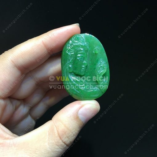Mặt Dây Phật Bà Quan Âm Ngọc Bích Nephrite Jade VNB-MD213)