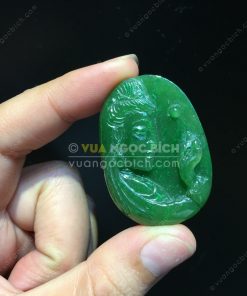 Mặt Dây Phật Bà Quan Âm Ngọc Bích Nephrite Jade VNB-MD213)