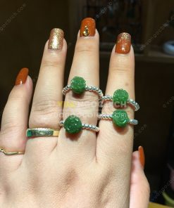 Nhẫn Hoa Mẫu Đơn Ngọc Bích Nephrite Jade (VNB-NN039-2)