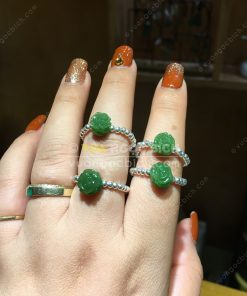 Nhẫn Hoa Mẫu Đơn Ngọc Bích Nephrite Jade (VNB-NN039-2)