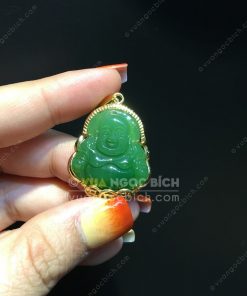 Mặt Di Lạc Ngọc Bích RUS Bọc Vàng (VNB-MD209)
