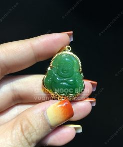 Mặt Di Lạc Ngọc Bích RUS Bọc Vàng (VNB-MD209)