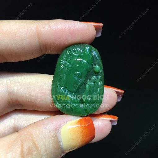 Mặt Dây Phật Bà Quan Âm Ngọc Bích Nephrite Jade (VNB-MD215)