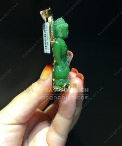 Mặt Dây Phật Hoà Bình Thế Giới Ngọc Bích Bọc Vàng (VNB-MD212-1)