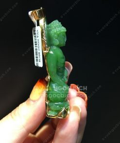 Mặt Dây Phật Hoà Bình Thế Giới Ngọc Bích Bọc Vàng (VNB-MD212-1)