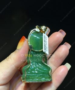 Mặt Dây Phật Hoà Bình Thế Giới Ngọc Bích Bọc Vàng (VNB-MD212-1)