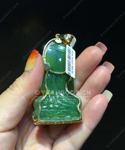 Mặt Dây Phật Hoà Bình Thế Giới Ngọc Bích Bọc Vàng (VNB-MD212-1)