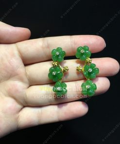 Bông Tai Hoa 5 Cánh Ngọc Bích Nephrite Jade VIP (VNB-BT218) 18 Bông Tai Hoa 5 Cánh Ngọc Bích Nephrite Jade VIP (VNB-BT218)