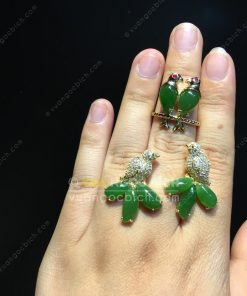 Bông Tai Chim Uyên Ương Ngọc Bích Nephrite Jade VIP (VNB-BT217)