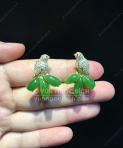 Bông Tai Chim Uyên Ương Ngọc Bích Nephrite Jade VIP (VNB-BT217)