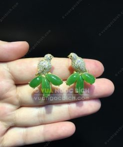 Bông Tai Chim Uyên Ương Ngọc Bích Nephrite Jade VIP (VNB-BT217)