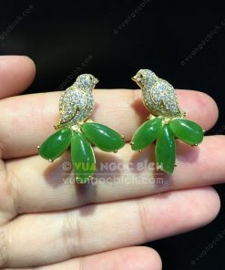 Bông Tai Chim Uyên Ương Ngọc Bích Nephrite Jade VIP (VNB-BT217)