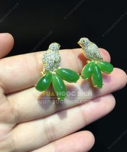 Bông Tai Chim Uyên Ương Ngọc Bích Nephrite Jade VIP (VNB-BT217)