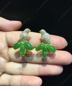 Bông Tai Chim Uyên Ương Ngọc Bích Nephrite Jade VIP (VNB-BT217)