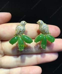 Bông Tai Chim Uyên Ương Ngọc Bích Nephrite Jade VIP (VNB-BT217)