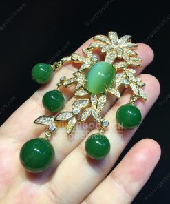Mặt Dây Chiếc Lá Ngọc Bích Nephrite Jade VVIP (VNB-MD352)