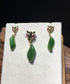 Mặt Dây Hồ Ly Ngọc Bích Nephrite Jade (VNB-MD360) 18 Mặt Dây Hồ Ly Ngọc Bích Nephrite Jade (VNB-MD360)