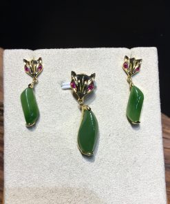 Mặt Dây Hồ Ly Ngọc Bích Nephrite Jade (VNB-MD360) 15 Mặt Dây Hồ Ly Ngọc Bích Nephrite Jade (VNB-MD360)