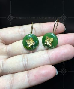 Bông Tai Đồng Điếu Ngọc Bích Nephrite Jade VIP ( VNB-BT233)
