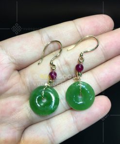 Bông Tai Đồng Điếu Ngọc Bích Nephrite Jade VIP (VNB-BT234)