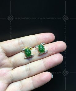 Bông Tai Ngọc Bích Nephrite Jade Kiểu Chanel (VNB-BT231)