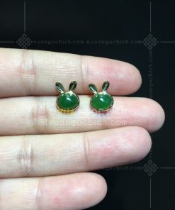 Bông Tai Ngọc Bích Nephrite Jade Thỏ Xinh (VNB-BT246)