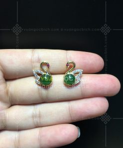 Bông Tai Thiên Nga Ngọc Bích Nephrite Jade (VNB-BT232)