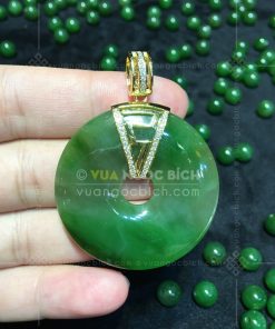 Mặt Dây Đồng Điếu Ngọc Bích Nephrite Jade (VNB-MD395-1)