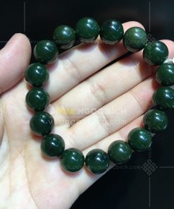 Vòng Tay Ngọc Bích Nephrite Jade 12mm Xanh Đậm (VNB-VT046-4)