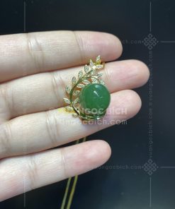 Mặt Dây Ngọc Bích Bi 14mm Kiểu Chiếc Lá (VNB-MD417)