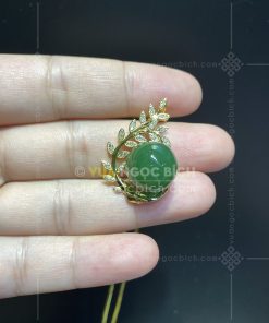 Mặt Dây Ngọc Bích Bi 14mm Kiểu Chiếc Lá (VNB-MD417)