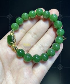 Mặt Dây Ngọc Bích Mắt Mèo Kết Kim Cương (VNB-MD420)