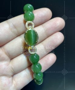 Mặt Dây Ngọc Bích Mắt Mèo Kết Kim Cương (VNB-MD420) 25 Mặt Dây Ngọc Bích Mắt Mèo Kết Kim Cương (VNB-MD420)