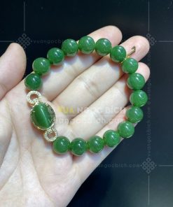 Mặt Dây Ngọc Bích Mắt Mèo Kết Kim Cương (VNB-MD420) 28 Mặt Dây Ngọc Bích Mắt Mèo Kết Kim Cương (VNB-MD420)