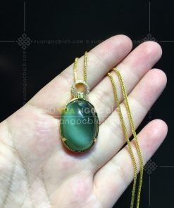 Mặt Dây Ngọc Bích Mắt Mèo Kết Kim Cương VVIP (VNB-MD418)