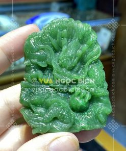 Mặt Dây Ngọc Bích Nephrite Jade Chạm Rồng (VNB-MD451)