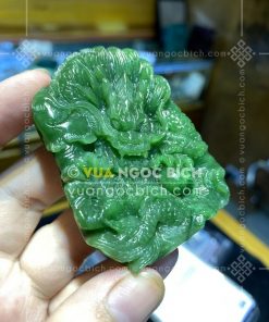 Mặt Dây Ngọc Bích Nephrite Jade Chạm Rồng (VNB-MD451)